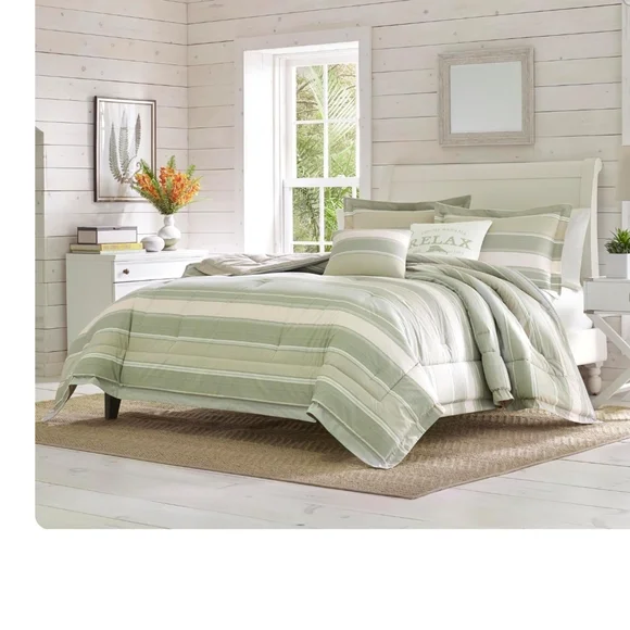 Tommy Hilfiger Sage and White Comforter Set